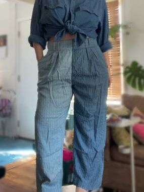Mara Hoffman two tone blue trousers